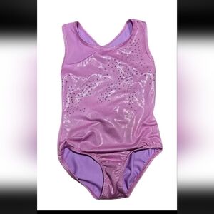 Cat & Jack Girls 7/8 Pink Rhinestone Leotard Gymnastics Pull On Dance Purple